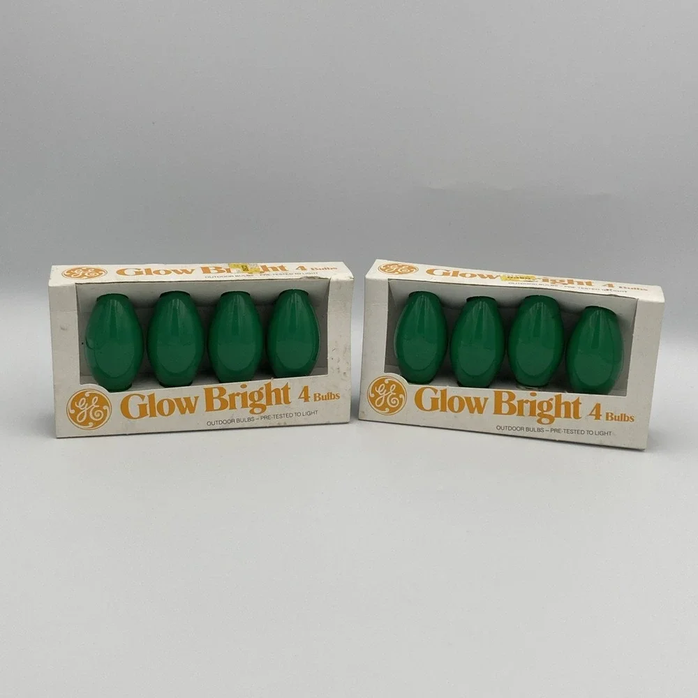 GE Bulb Lot Of 8 Christmas Holiday C9 All Green String Lights‎ VTG